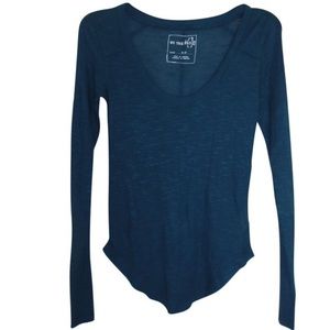 FREE PEOPLE DEEP TEAL Blue LONG SLEEVE KNIT TOP SHIRT BLOUSE Sz.XS